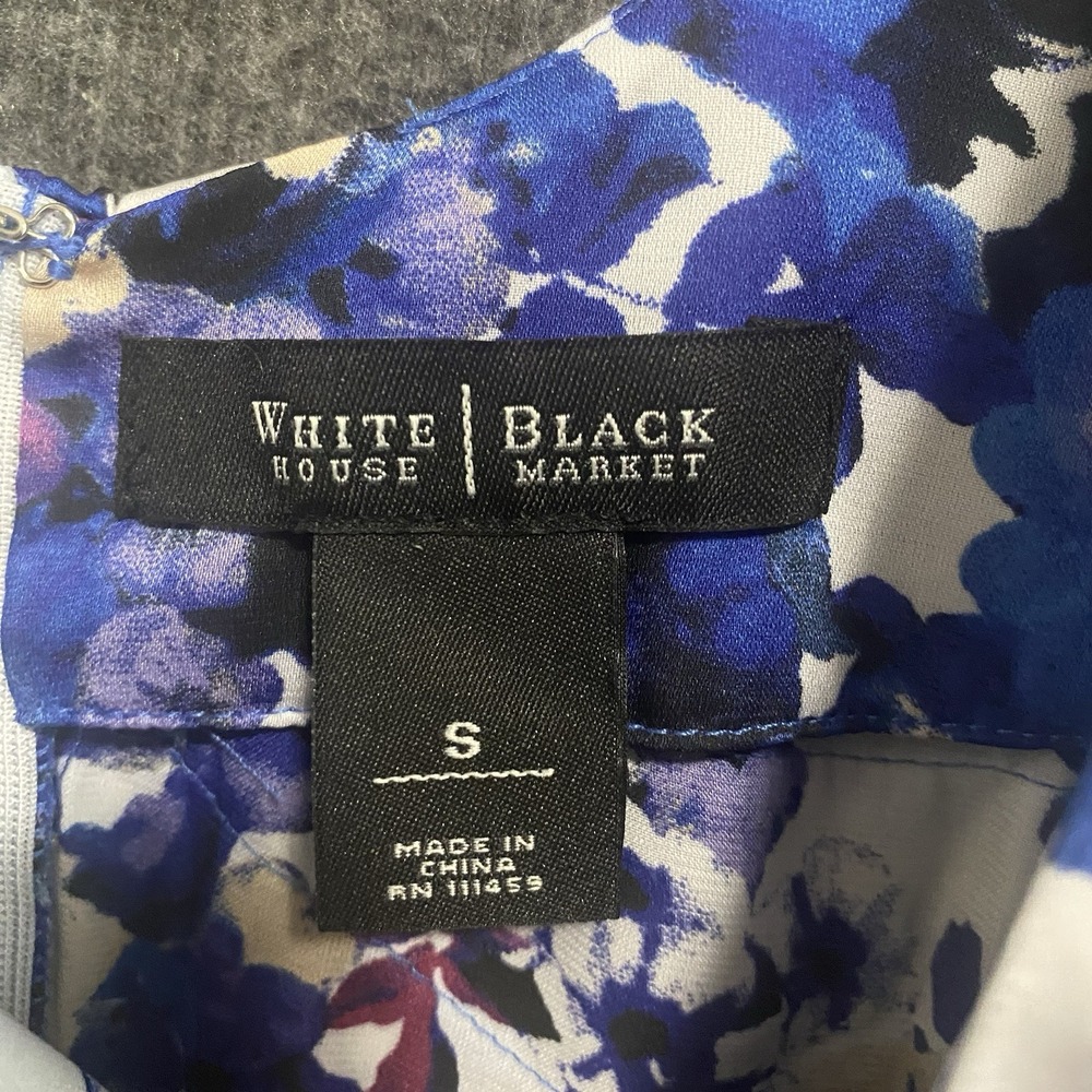 White House Black Market Top Women L Blue Floral Tiered Ruffle Sleeveless Blouse - Picture 4 of 10